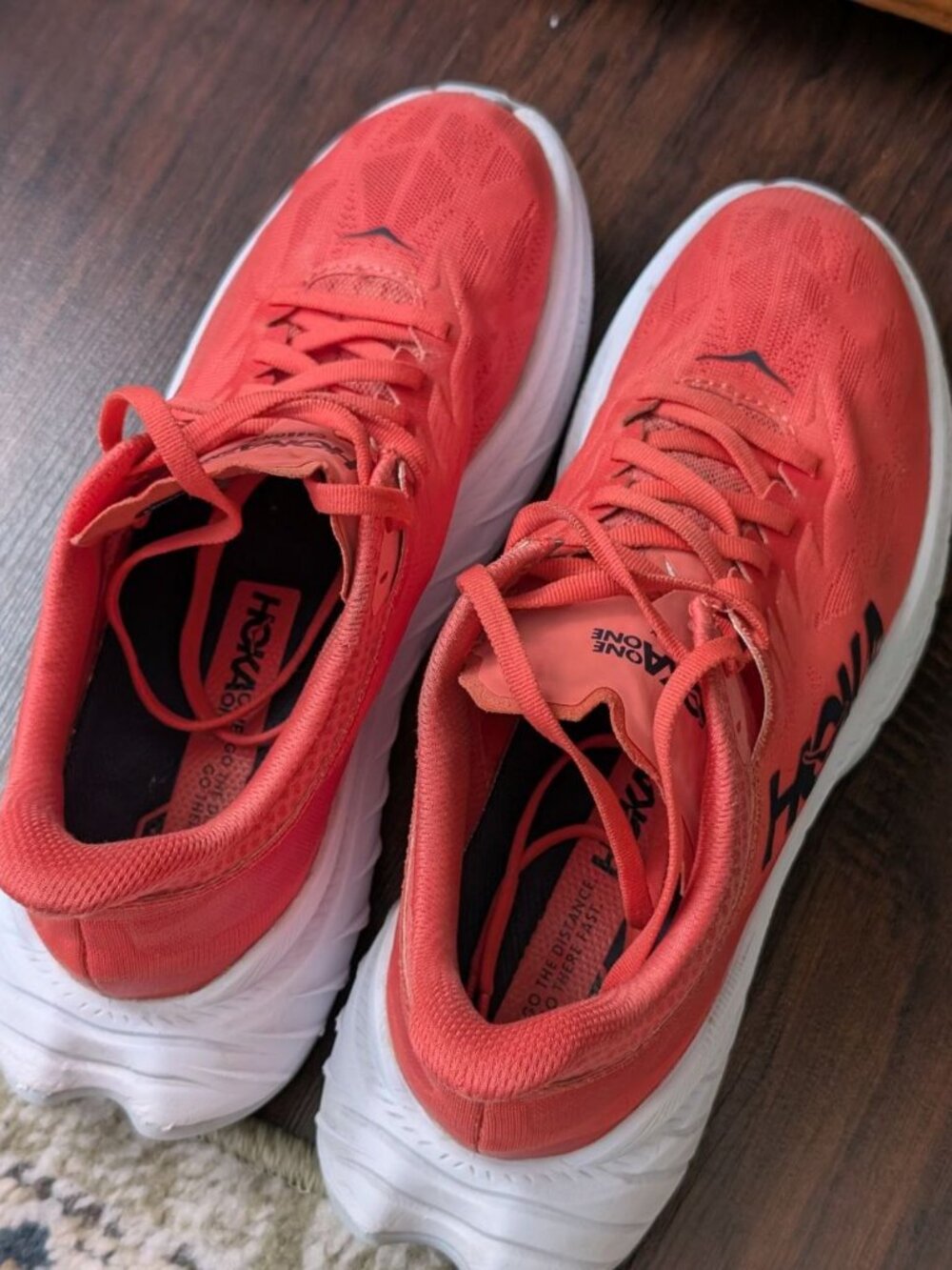 Hoka One One Carbon X 2 Women`s Size 8.5B (Regular) Running Shoes Hot Coral - Picture 5 of 14